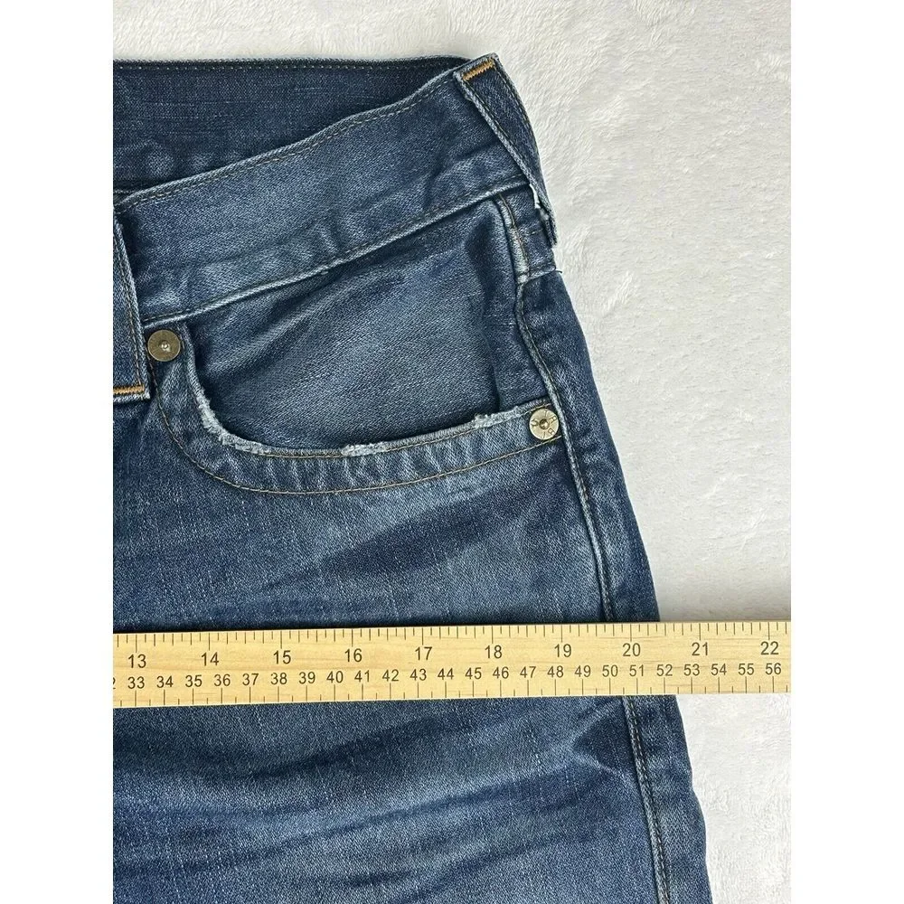 True Religion Jeans Men's Blue Geno Relaxed‎ Slim Jeans Split Hem Size 32